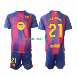 FC Barcelone Maillot avec flocage Frenkie de Jong 21 Domicile 2025-2026 ,Tenue Enfant MC