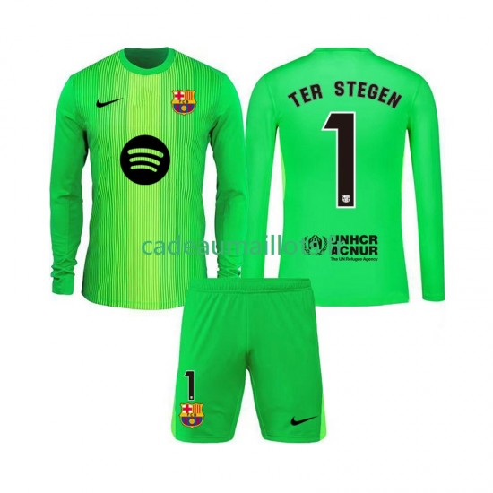 FC Barcelone Maillot avec flocage Ter Stegen 1 Gardien Domicile 2025-2026 ,Tenue Enfant ML
