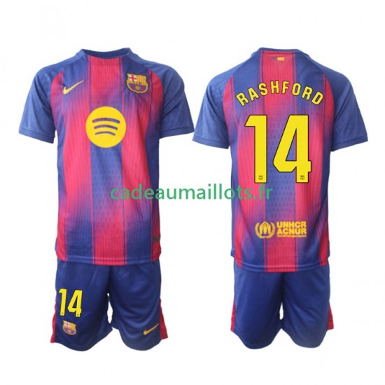 FC Barcelone Maillot avec flocage Marcus Rashford 14 Domicile 2025-2026 ,Tenue Enfant MC