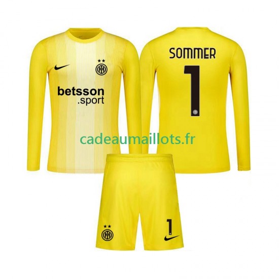 Inter Milan Maillot avec flocage Yann Sommer 1 Gardien Extérieur 2025-2026 ,Tenue Enfant ML