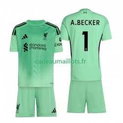Liverpool Maillot avec flocage Alisson Becker 1 Gardien Domicile 2025-2026 ,Tenue Enfant MC
