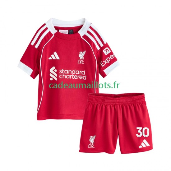 Liverpool Maillot avec flocage Jeremie Frimpong 30 Domicile 2025-2026 ,Tenue Enfant MC