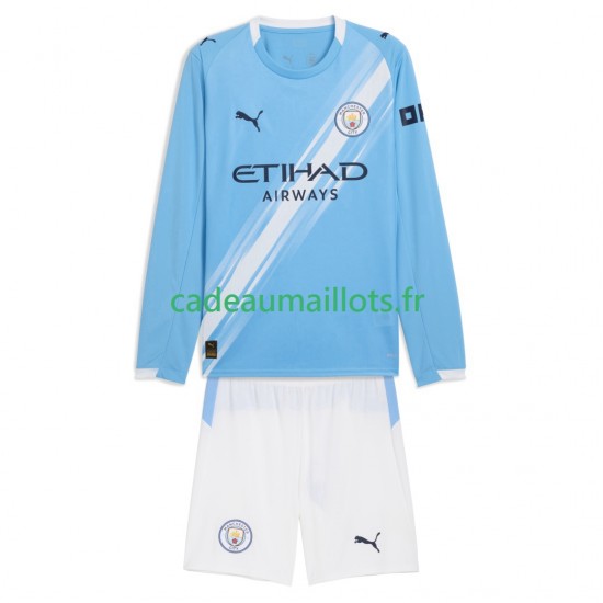 Manchester City Maillot avec flocage Domicile 2025-2026 ,Tenue Enfant ML