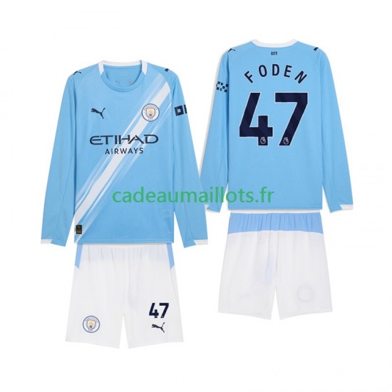 Manchester City Maillot avec flocage Phil Foden 47 Domicile 2025-2026 ,Tenue Enfant ML Manchester City Maillot avec flocage Phil Foden 47 Domicile 2025-2026 ,Tenue Enfant ML