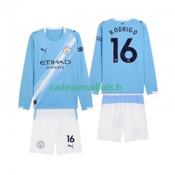 Manchester City Maillot avec flocage Rodrigo Hernandez 16 Domicile 2025-2026 ,Tenue Enfant ML