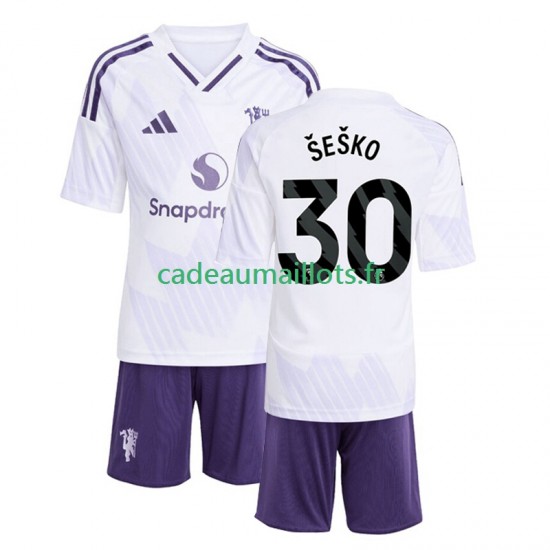 Manchester United Maillot avec flocage Benjamin Sesko 30 Extérieur 2025-2026 ,Tenue Enfant MC
