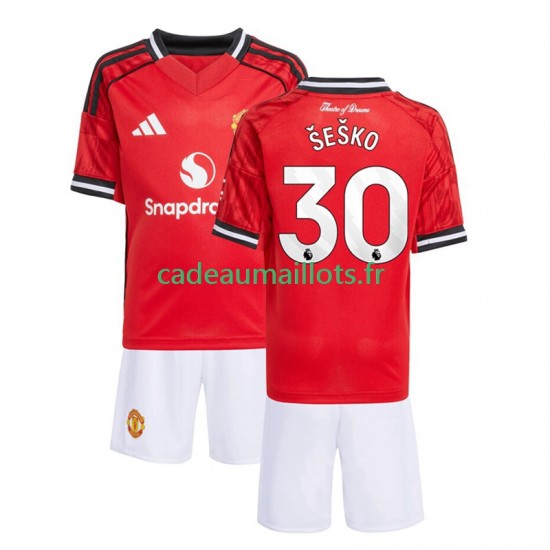 Manchester United Maillot avec flocage Benjamin Sesko 30 Domicile 2025-2026 ,Tenue Enfant MC