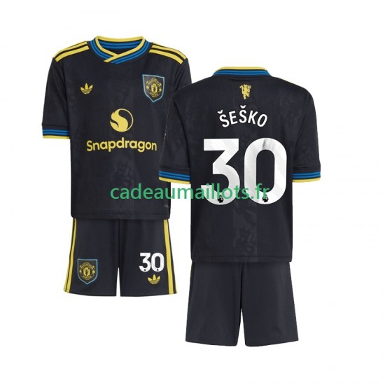 Manchester United Maillot avec flocage Benjamin Sesko 30 3ème 2025-2026 ,Tenue Enfant MC