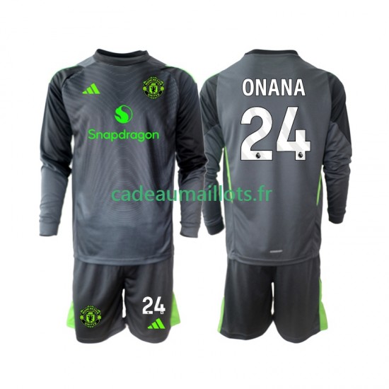 Manchester United Maillot avec flocage Andre Onana 24 Gardien Extérieur 2025-2026 ,Tenue Enfant ML
