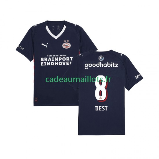 PSV Eindhoven Maillot avec flocage Sergino Dest 8 Extérieur 2025-2026 ,Homme MC