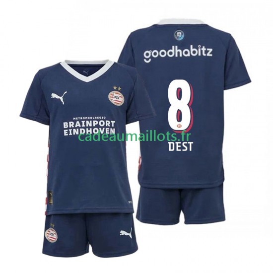 PSV Eindhoven Maillot avec flocage Sergino Dest 8 Extérieur 2025-2026 ,Tenue Enfant MC