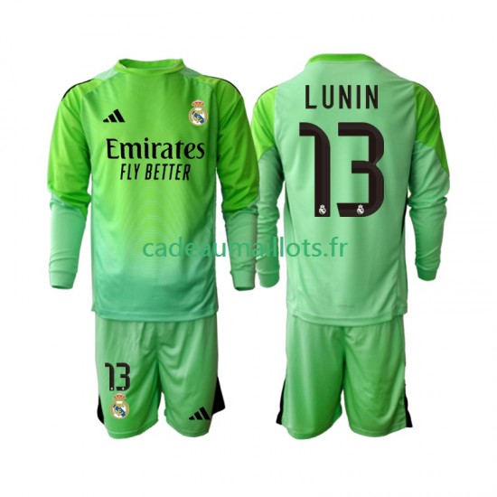 Real Madrid Maillot avec flocage Andriy Lunin 13 Gardien Extérieur 2025-2026 ,Tenue Enfant ML