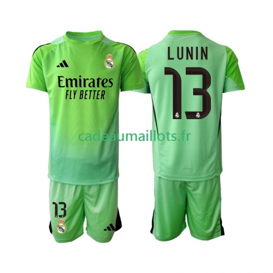 Real Madrid Maillot avec flocage Andriy Lunin 13 Gardien Extérieur 2025-2026 ,Tenue Enfant MC