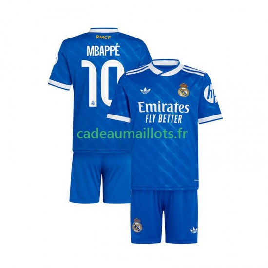 Real Madrid Maillot avec flocage Mbappé Kylian 10 3ème 2025-2026 ,Tenue Enfant MC