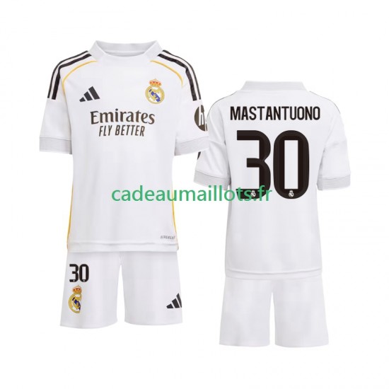 Real Madrid Maillot avec flocage Mastantuono 30 Domicile 2025-2026 ,Tenue Enfant MC