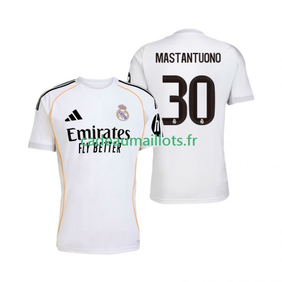 Real Madrid Maillot avec flocage Mastantuono 30 Domicile 2025-2026 ,Homme MC