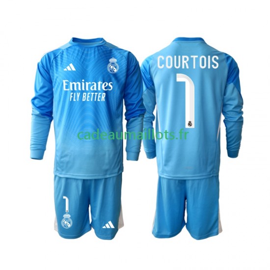 Real Madrid Maillot avec flocage Thibaut Courtois 1 Domicile 2025-2026 ,Tenue Enfant ML