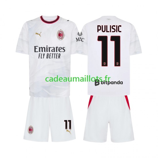 AC Milan Maillot avec flocage Pulisic 11 Extérieur 2026-2027 ,Tenue Enfant MC AC Milan Maillot avec flocage Pulisic 11 Extérieur 2026-2027 ,Tenue Enfant MC
