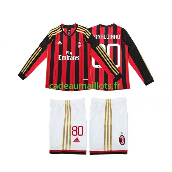 AC Milan Maillot avec flocage RONALDINHO 80 Rétro Domicile 2013 2014 ,Tenue Enfant ML