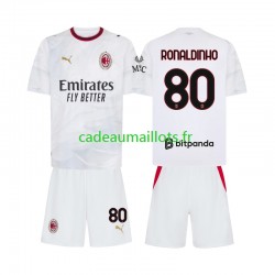 AC Milan Maillot avec flocage Ronaldinho 80 Extérieur 2026-2027 ,Tenue Enfant MC