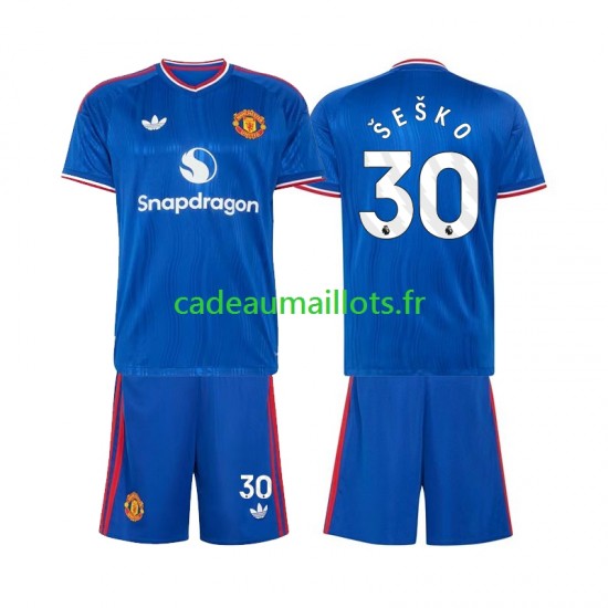 Manchester United Maillot avec flocage Benjamin Sesko 30 Extérieur 2026-2027 ,Tenue Enfant MC Manchester United Maillot avec flocage Benjamin Sesko 30 Extérieur 2026-2027 ,Tenue Enfant MC