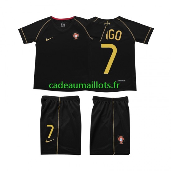 Portugal Maillot avec flocage FIGO 7 Rétro Extérieur 2006 ,Tenue Enfant MC