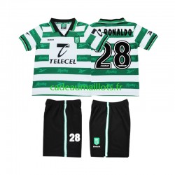 Sporting CP Maillot avec flocage Cristiano Ronaldo 28 Rétro Domicile 2002 2022 ,Tenue Enfant MC