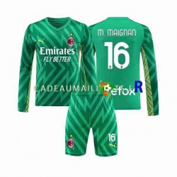 AC Milan Maillot avec flocage Mike Maignan 16 Gardien Domicile 2023-2024 ,Tenue Enfant ML AC Milan Maillot avec flocage Mike Maignan 16 Gardien Domicile 2023-2024 ,Tenue Enfant ML