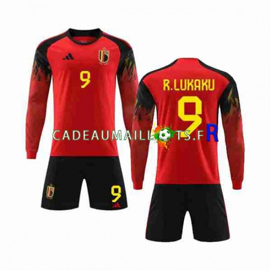 Belgique Maillot avec flocage R.LUKAKU 9 Domicile Coupe du Monde 2022 ,Tenue Enfant ML