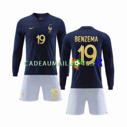 France Maillot avec flocage Benzema 19 Domicile Coupe du Monde 2022 ,Tenue Enfant ML France Maillot avec flocage Benzema 19 Domicile Coupe du Monde 2022 ,Tenue Enfant ML