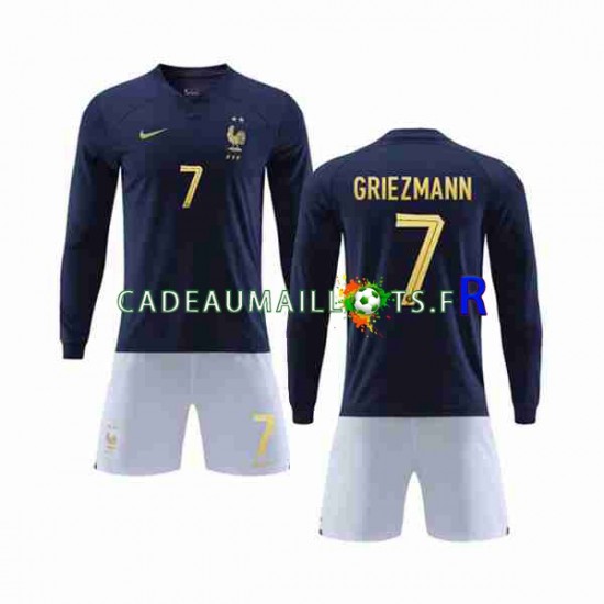 France Maillot avec flocage Griezmann 7 Domicile Coupe du Monde 2022 ,Tenue Enfant ML