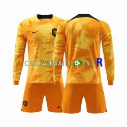 Pays-Bas Maillot avec flocage Domicile Coupe du Monde 2022 ,Tenue Enfant ML