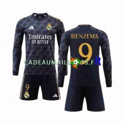 Real Madrid Maillot avec flocage Benzema 9 Extérieur 2023-2024 ,Tenue Enfant ML