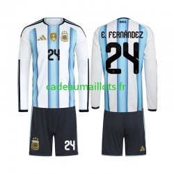 Argentine Maillot avec flocage Enzo Fernandez 24 Domicile Coupe du Monde 2026 ,Tenue Enfant ML