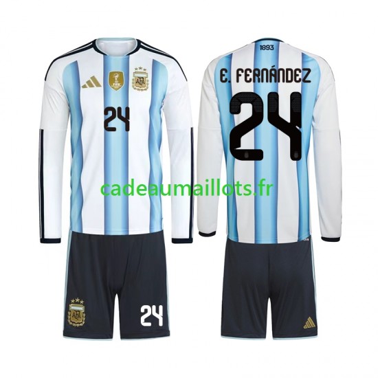 Argentine Maillot avec flocage Enzo Fernandez 24 Domicile Coupe du Monde 2026 ,Tenue Enfant ML