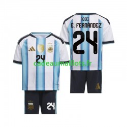 Argentine Maillot avec flocage Enzo Fernandez 24 Domicile Coupe du Monde 2026 ,Tenue Enfant MC