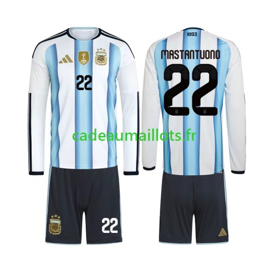 Argentine Maillot avec flocage Franco Mastantuono 22 Domicile Coupe du Monde 2026 ,Tenue Enfant ML