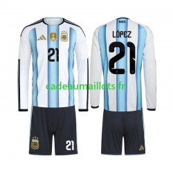 Argentine Maillot avec flocage Jose Manuel Lopez 21 Domicile Coupe du Monde 2026 ,Tenue Enfant ML