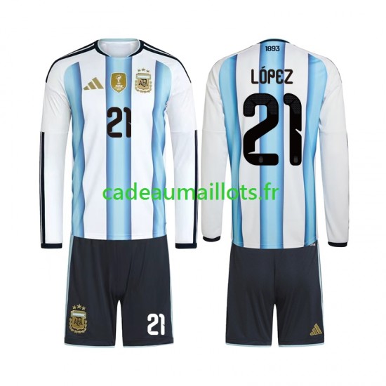 Argentine Maillot avec flocage Jose Manuel Lopez 21 Domicile Coupe du Monde 2026 ,Tenue Enfant ML