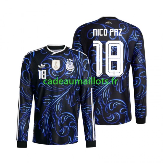 Argentine Maillot avec flocage Nico Paz 18 Extérieur Coupe du Monde 2026 ,Homme ML