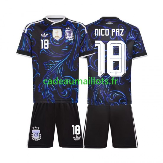 Argentine Maillot avec flocage Nico Paz 18 Extérieur Coupe du Monde 2026 ,Tenue Enfant MC