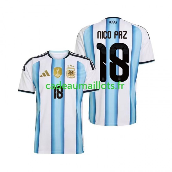 Argentine Maillot avec flocage Nico Paz 18 Domicile Coupe du Monde 2026 ,Homme MC