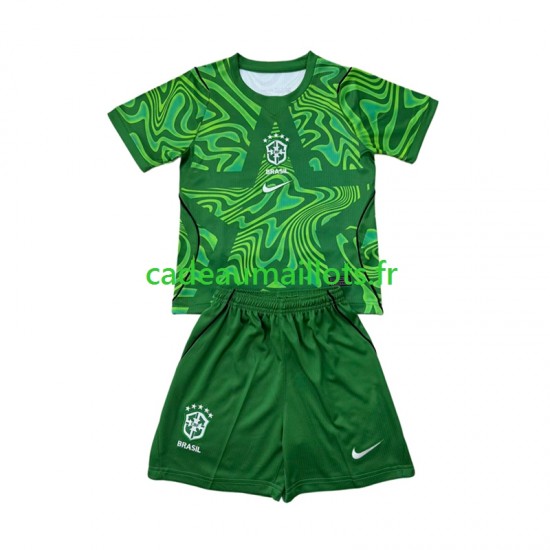 Brésil Maillot avec flocage Gardien Extérieur Coupe du Monde 2026 ,Tenue Enfant MC