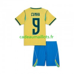 Brésil Maillot avec flocage Matheus Cunha 9 Chidlren Domicile Coupe du Monde 2026 MC