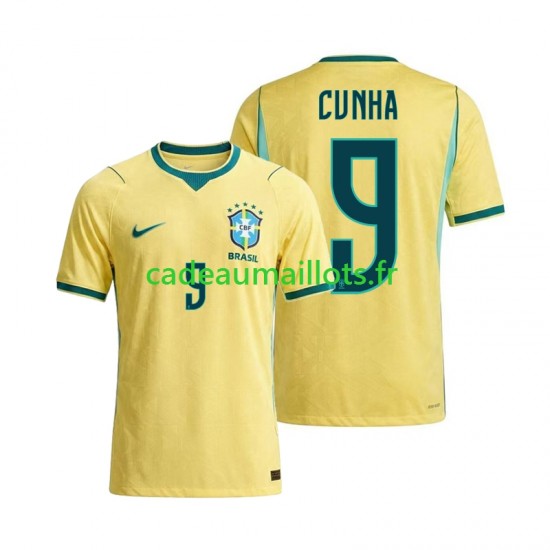 Brésil Maillot avec flocage Matheus Cunha 9 Domicile Coupe du Monde 2026 ,Homme MC