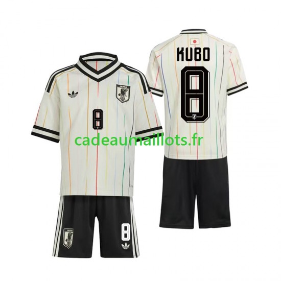 Japon Maillot avec flocage Kubo 8 Extérieur Coupe du Monde 2026 ,Tenue Enfant MC