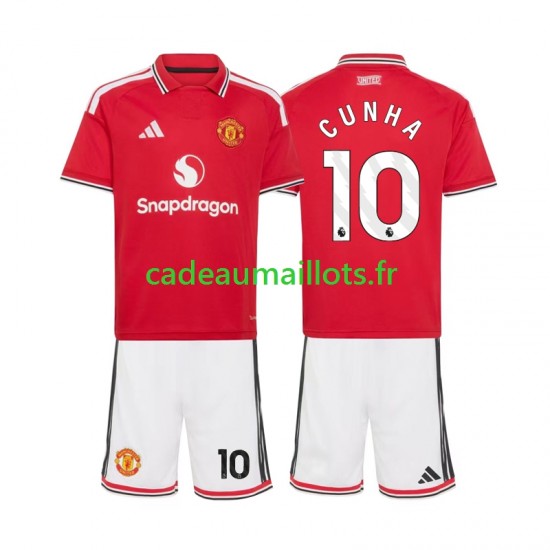 Manchester United Maillot avec flocage Matheus Cunha 10 Domicile 2026-2027 ,Tenue Enfant MC