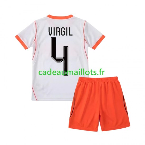 Pays-Bas Maillot avec flocage Virgil van Dijk 4 Extérieur Coupe du Monde 2026 ,Tenue Enfant MC