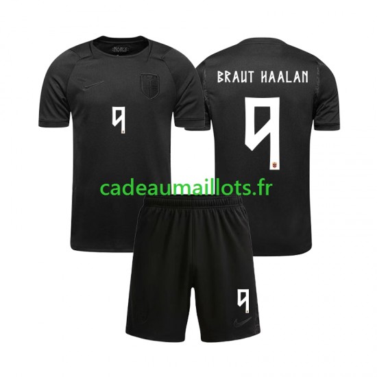 Norvège Maillot avec flocage Braut Haaland 9 Extérieur Coupe du Monde 2026 ,Tenue Enfant MC