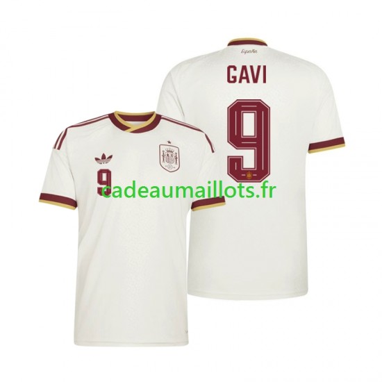 Espagne Maillot avec flocage Gavi 9 Extérieur Coupe du Monde 2026 ,Homme MC